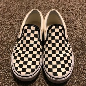 Checkerboard slip on vans